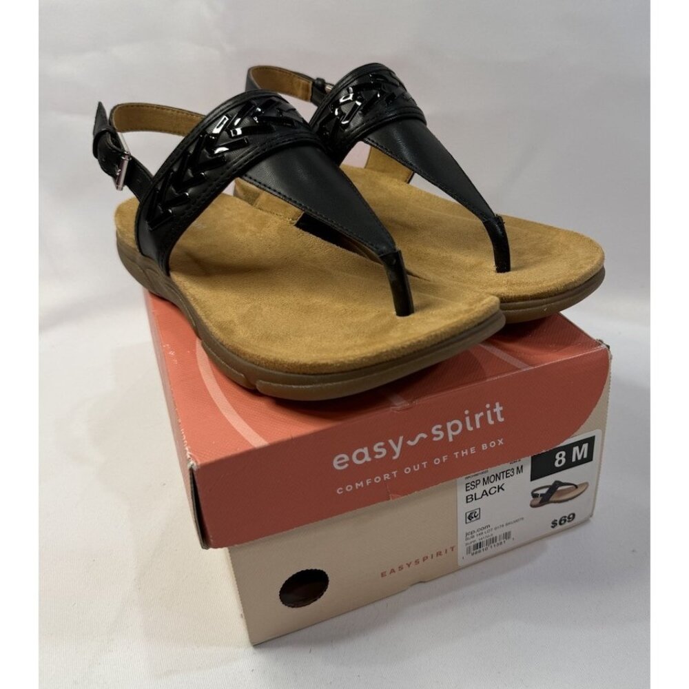 Easy Spirit Size 8 M Women Monte Black Sandals Comfort Shoes Slingback Sandal